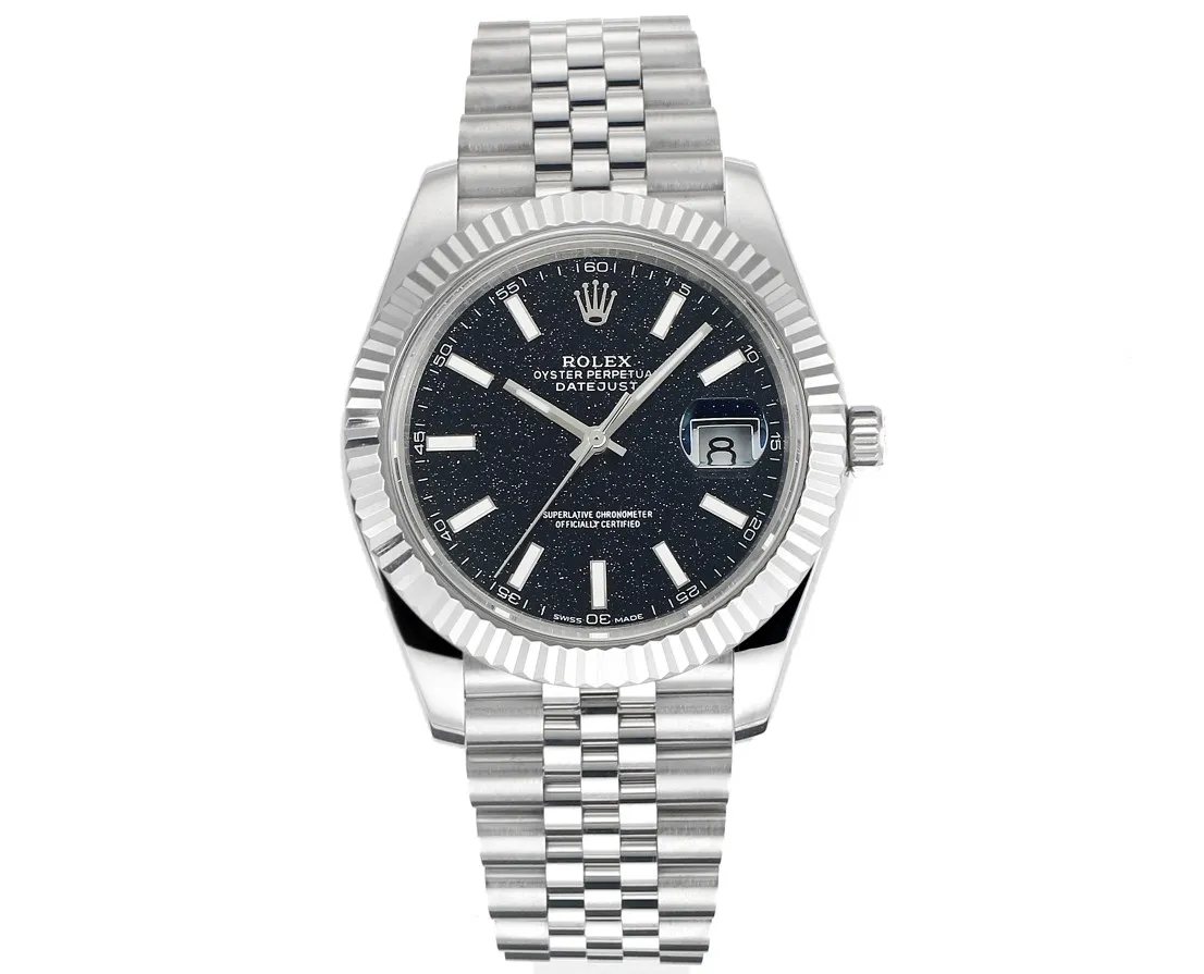 VS Factory Rolex Datejust 41mm Black Dial Fluted Bezel Stainless Steel Jubilee Bracelet Watch