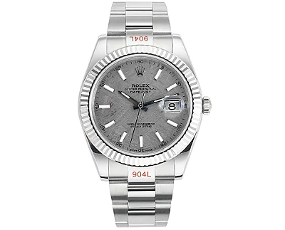 VS Factory Rolex Datejust 41mm Grey Meteorite Dial Fluted Bezel Oystersteel Automatic Men's Watch