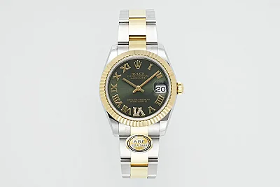 AR Factory Rolex Datejust 31mm Two-Tone Stainless Steel and Yellow Gold Green Dial Roman Numerals Women's Watch