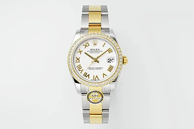 AR Factory Rolex Datejust 31mm White Dial Roman Numerals Diamond Bezel Two-Tone Stainless Steel and Yellow Gold Oyster Bracelet Ladies Watch