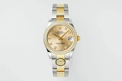 AR Factory Rolex Datejust 31mm Two-Tone Yellow Gold &amp; Stainless Steel Champagne Diamond Dial Ladies Watch