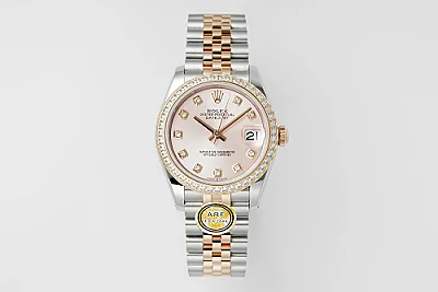 AR Factory Rolex Datejust 31mm Two-Tone Oystersteel and Yellow Gold Pink Dial Diamond Bezel Jubilee Bracelet Women's Watch