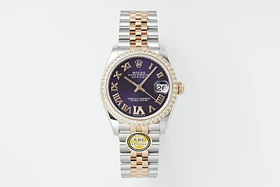 AR Factory Rolex Datejust 31mm Two-Tone Steel and Yellow Gold Aubergine Diamond Dial Jubilee Bracelet Watch