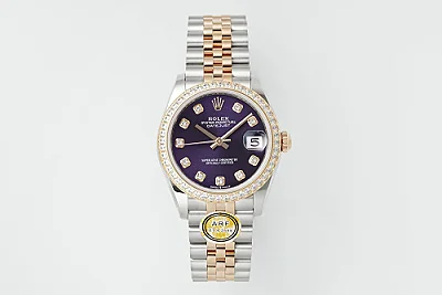 AR Factory Rolex Datejust 31mm Aubergine Dial Diamond Bezel Two-Tone Jubilee Bracelet Ladies Watch