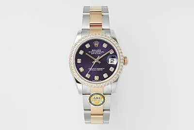 AR Factory Rolex Datejust 31mm Purple Dial Diamond Bezel Two-Tone Stainless Steel and Rose Gold Automatic Women's Watch