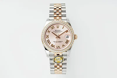 AR Factory Rolex Lady-Datejust 28mm Pink Dial Diamond Bezel Two-Tone Stainless Steel and Yellow Gold Jubilee Bracelet Automatic Watch
