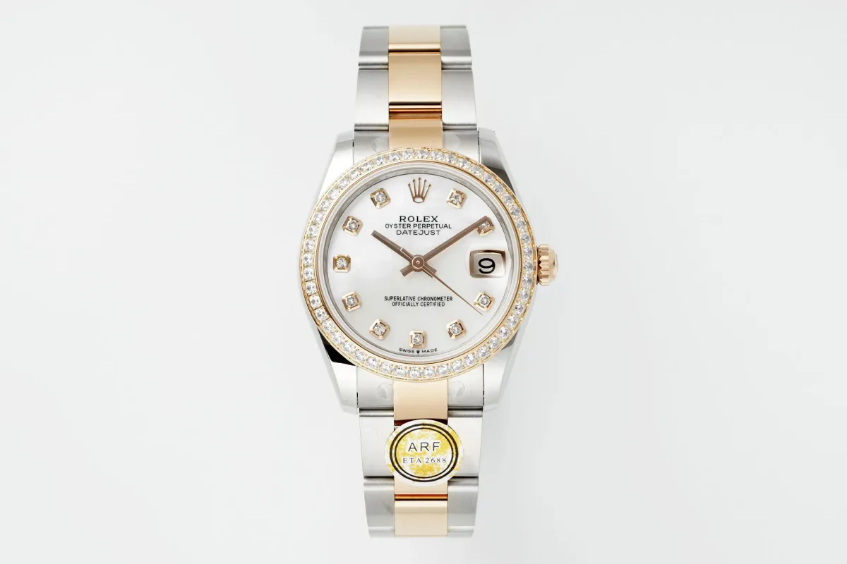 AR Factory Rolex Datejust 31mm White Dial Diamond Bezel Two-Tone Oystersteel and Yellow Gold Ladies Watch