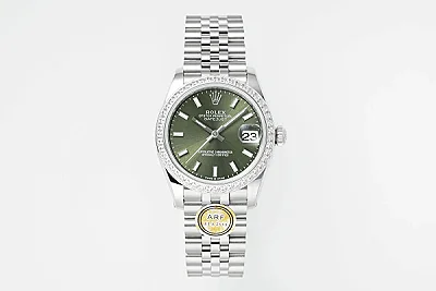AR Factory Rolex Datejust 31mm Green Dial Diamond Bezel Stainless Steel Jubilee Bracelet Women's Luxury Watch