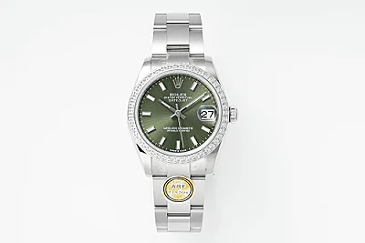 AR Factory Rolex Datejust 31mm Green Dial Diamond Bezel Stainless Steel Oyster Bracelet Watch