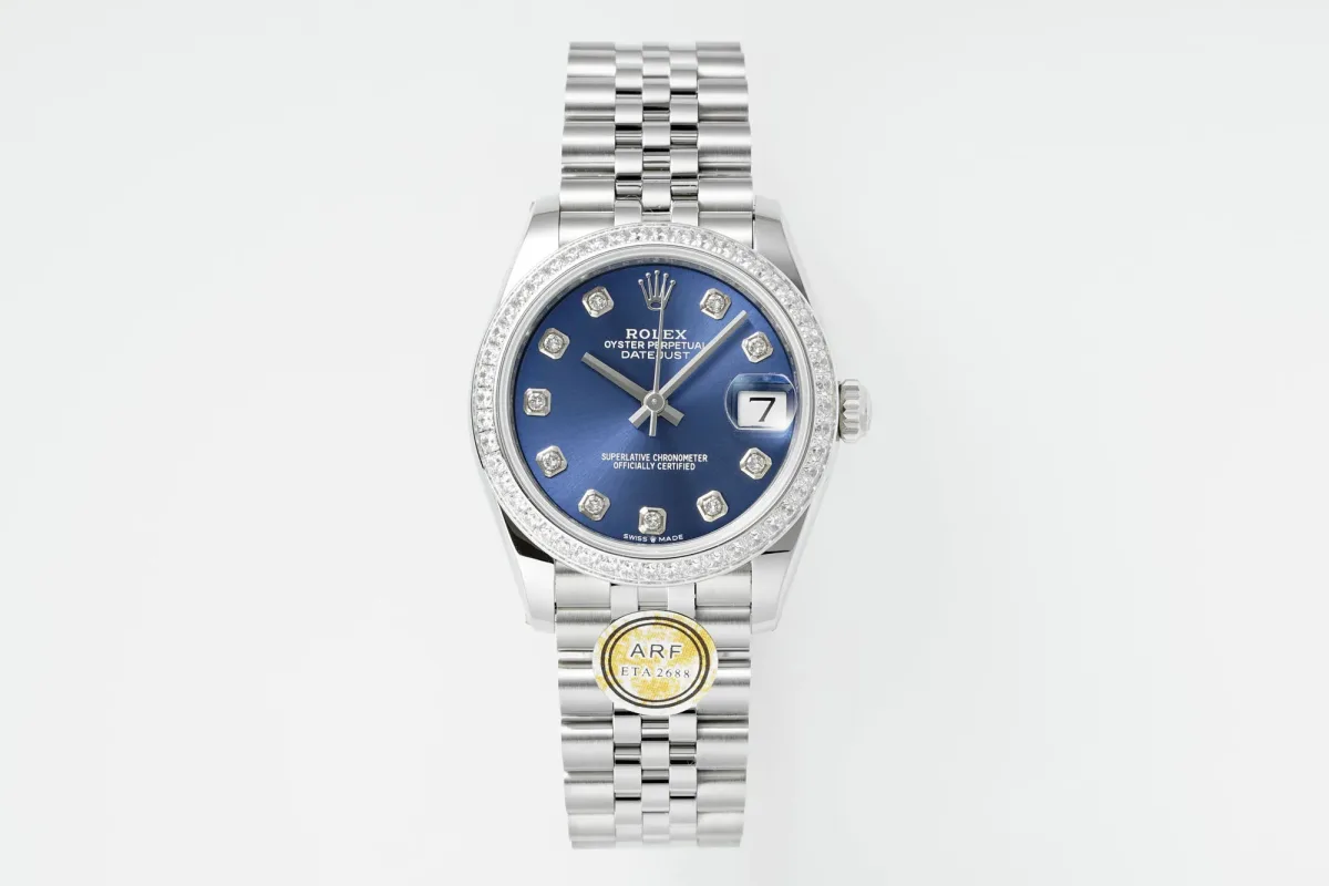 AR Factory Rolex Datejust 31mm Blue Dial Diamond Bezel Stainless Steel Jubilee Bracelet Women's Luxury Watch
