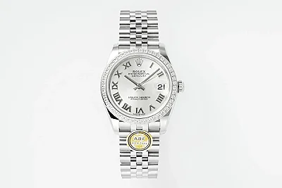AR Factory Rolex Datejust 31mm White Roman Dial Diamond Bezel Jubilee Bracelet Stainless Steel Women's Watch