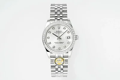 AR Factory Rolex Datejust 31mm Stainless Steel White Dial Diamond Bezel Jubilee Bracelet Women's Watch
