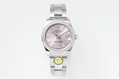 AR Factory Rolex Datejust 31mm Pink Dial Diamond Bezel Stainless Steel Ladies Watch