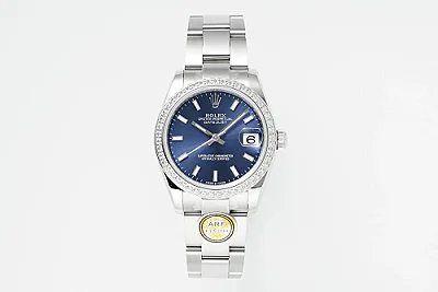 AR Factory Rolex Lady-Datejust 31mm Blue Dial Diamond Bezel Stainless Steel Oyster Bracelet Women's Watch