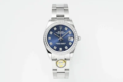 AR Factory Rolex Datejust 31mm Stainless Steel Blue Dial Diamond Bezel Oyster Perpetual Automatic Watch