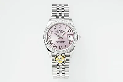 AR Factory Rolex Lady-Datejust 31mm Pink Dial Diamond Bezel Roman Numerals Stainless Steel Jubilee Bracelet Women's Watch