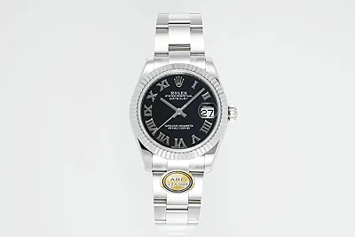 AR Factory Rolex Datejust Stainless Steel Black Dial Roman Numerals Fluted Bezel Automatic Men's Watch