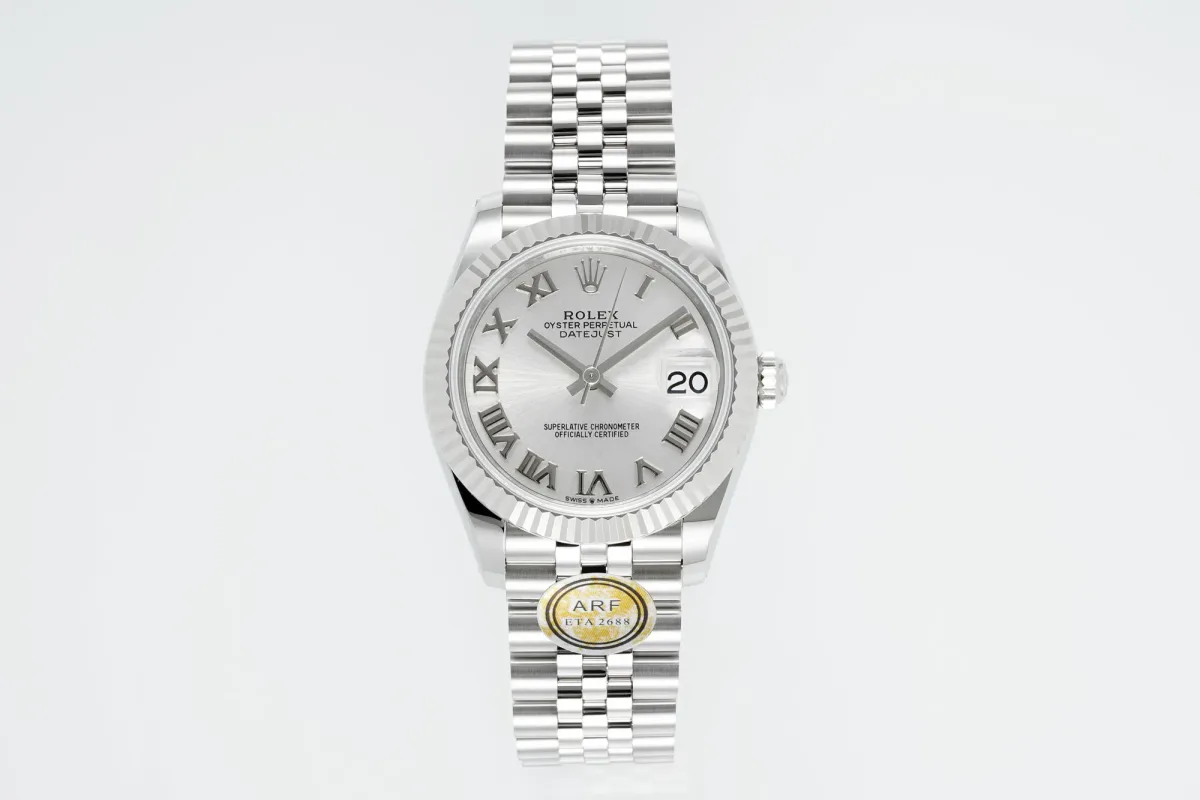 AR Factory Rolex Datejust 31mm Stainless Steel Silver Dial Roman Numerals Fluted Bezel Jubilee Bracelet Automatic Watch