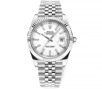 AR Factory Rolex Datejust 41mm Stainless Steel White Dial Fluted Bezel Jubilee Bracelet Luxury Watch