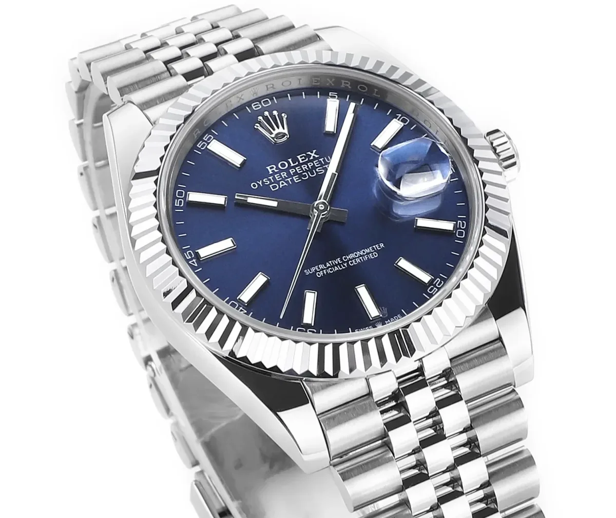 AR Factory Rolex Datejust 41mm Blue Dial Fluted Bezel Stainless Steel Jubilee Bracelet Men's Watch