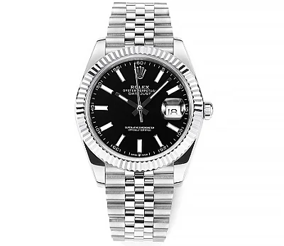 AR Factory Rolex Datejust 41mm Stainless Steel Fluted Bezel Black Dial Jubilee Bracelet Men's Luxury Watch
