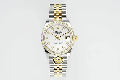 AR Factory Rolex Datejust 31mm White Mother-of-Pearl Dial Diamond Bezel Two-Tone Steel and Yellow Gold Jubilee Bracelet Luxury Women's Watch