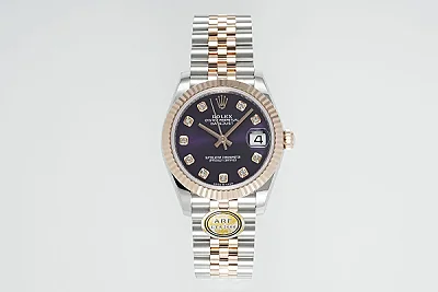 AR Factory Rolex Lady-Datejust 31mm Everose Gold &amp; Steel Aubergine Diamond Dial Jubilee Bracelet Watch