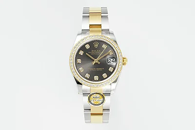 AR Factory Rolex Lady-Datejust 31mm Oystersteel and Yellow Gold Diamond Bezel Black Dial Luxury Women's Watch