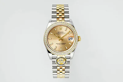 AR Factory Rolex Lady-Datejust 31mm Champagne Dial Diamond-Set Bezel Two-Tone Yellow Gold and Steel Jubilee Bracelet Luxury Watch