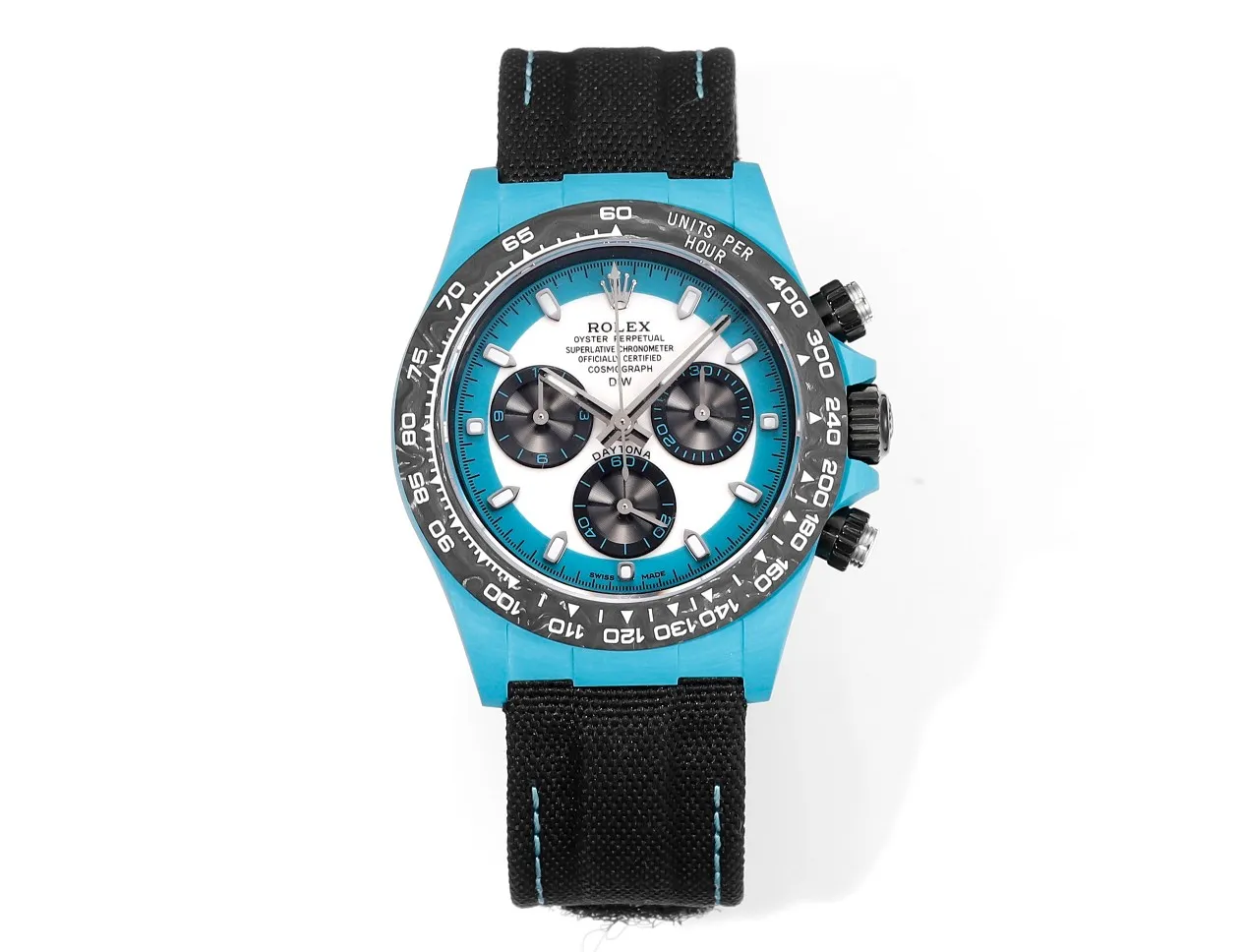 Rolex Daytona Carbon Fiber Custom Edition - Blue with Luminous Case and Strap by VSF Watches Official Store