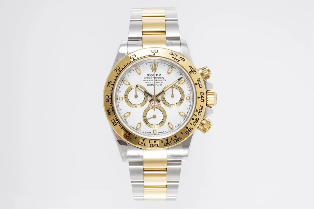VS Factory Rolex Cosmograph Daytona White Dial Two-Tone Steel and Yellow Gold Chronograph Watch