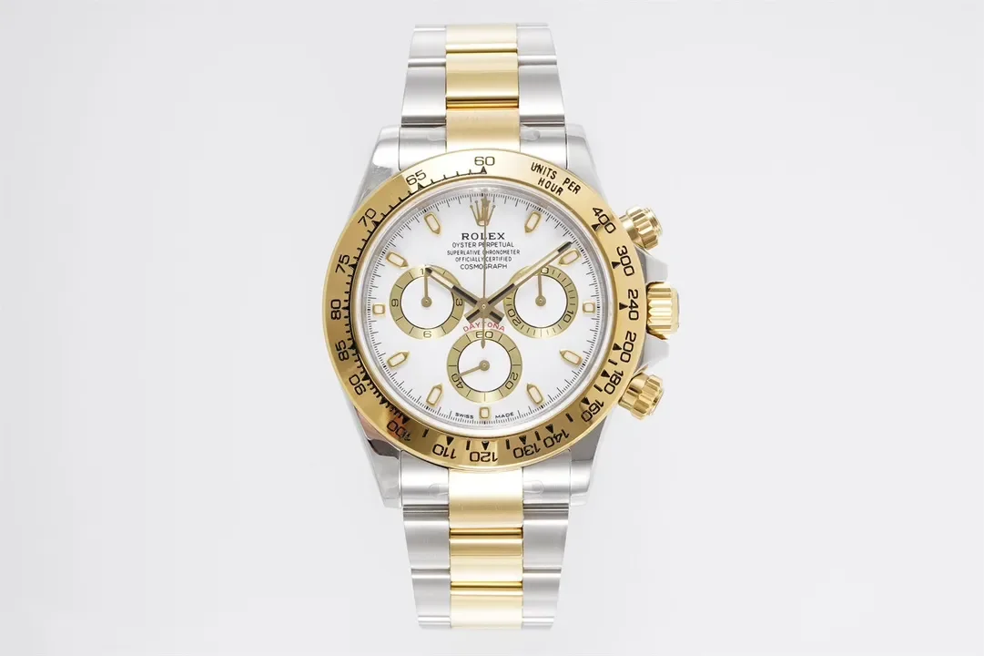 VS Factory Rolex Cosmograph Daytona White Dial Two-Tone Steel and Yellow Gold Chronograph Watch