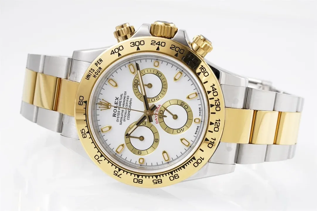 VS Factory Rolex Cosmograph Daytona White Dial Two-Tone Steel and Yellow Gold Chronograph Watch