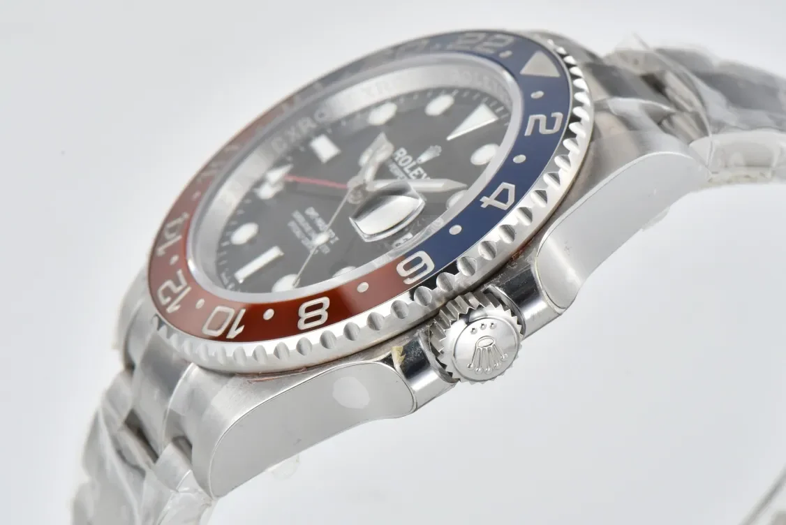 AR Factory Rolex GMT-Master II Pepsi Blue Red Ceramic Bezel Black Dial Stainless Automatic Watch
