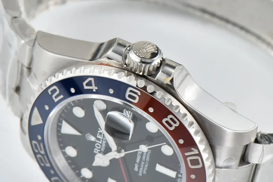 AR Factory Rolex GMT-Master II Pepsi Blue Red Ceramic Bezel Black Dial Stainless Automatic Watch