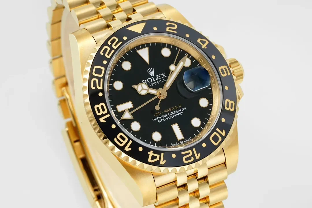 AR Factory Rolex GMT-Master II 40mm 18K Yellow Gold Black Dial with Black/Gold Ceramic Bezel Jubilee