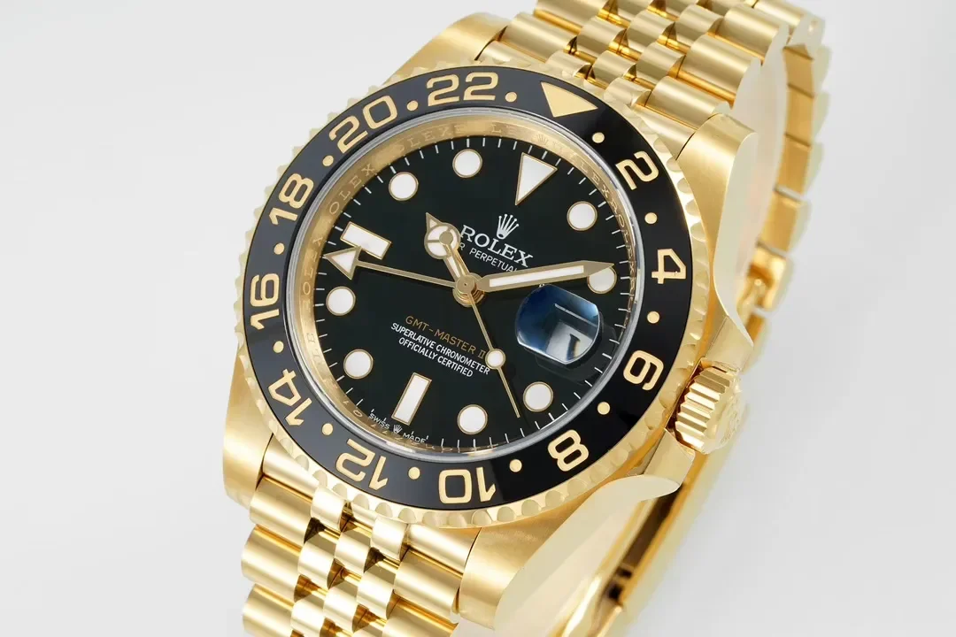 AR Factory Rolex GMT-Master II 40mm 18K Yellow Gold Black Dial with Black/Gold Ceramic Bezel Jubilee