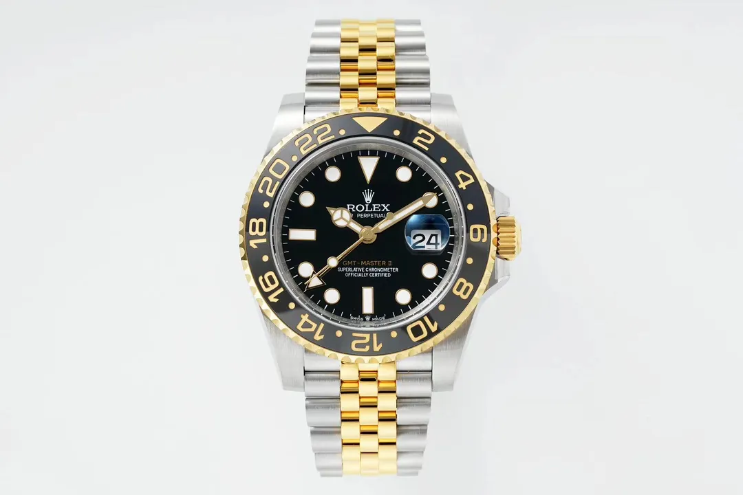 AR Factory Rolex GMT-Master II Men's Luxury Watch - Black Dial, Black Ceramic Bezel, Two-Tone Oyster