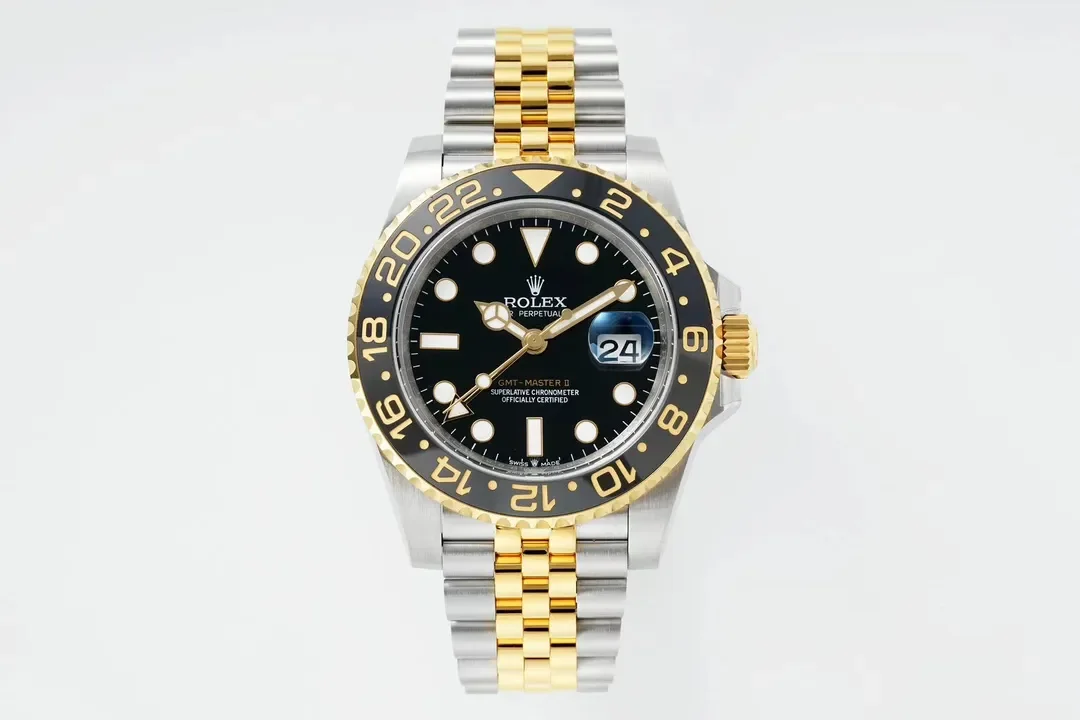 AR Factory Rolex GMT-Master II Men's Luxury Watch - Black Dial, Black Ceramic Bezel, Two-Tone Oyster