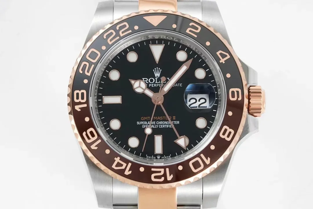 AR Factory Rolex GMT-Master II Everose Rolesor Steel and Rose Gold Root Beer Ceramic Bezel Watch
