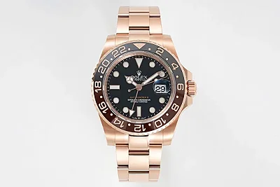 AR Factory Rolex GMT-Master II Everose Gold Black Dial Root Beer Bezel  Watch