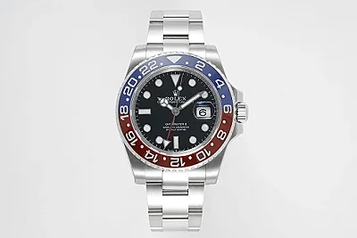 AR Factory Rolex GMT-Master II Pepsi Blue Red Ceramic Bezel Black Dial Stainless Steel Watch
