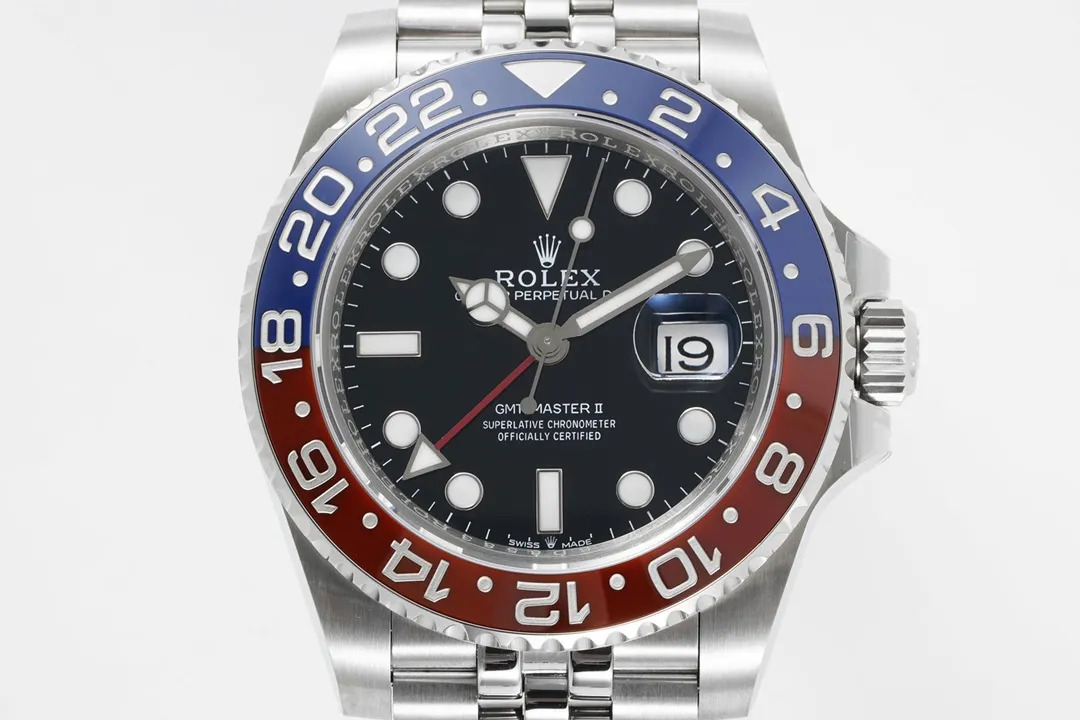 AR Factory Rolex GMT-Master II Pepsi Red-Blue Ceramic Bezel Black Dial Stainless Steel  Watch