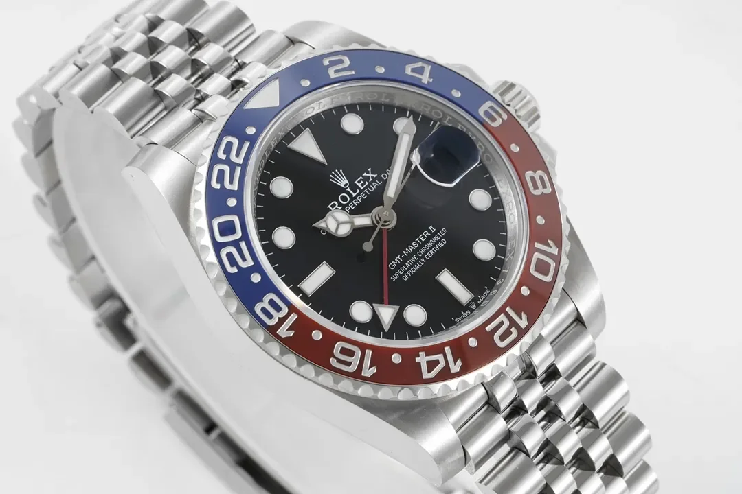 AR Factory Rolex GMT-Master II Pepsi Red-Blue Ceramic Bezel Black Dial Stainless Steel  Watch