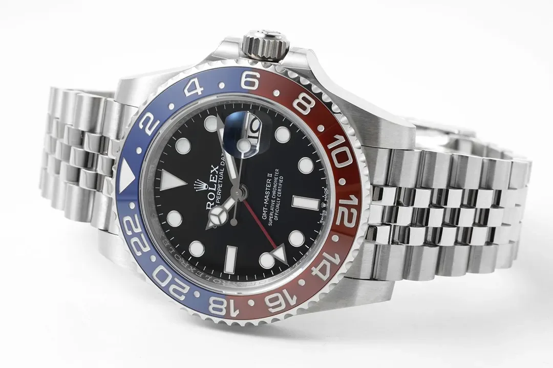 AR Factory Rolex GMT-Master II Pepsi Red-Blue Ceramic Bezel Black Dial Stainless Steel  Watch