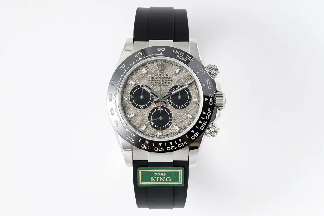 VS Factory Weighted Rolex Daytona 7750 Movement - White Dial with Black Subdials, Stainless Steel Case, Rubber Strap by VSF Watches Official