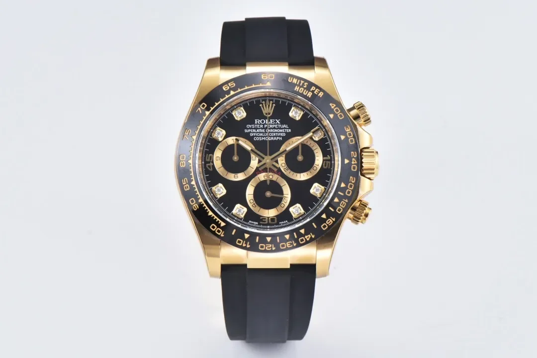 VS Factory Weighted Rolex Daytona 116518 Gold Black Enamel Dial with Moissanite Stones - Premium VSF Watches Collection