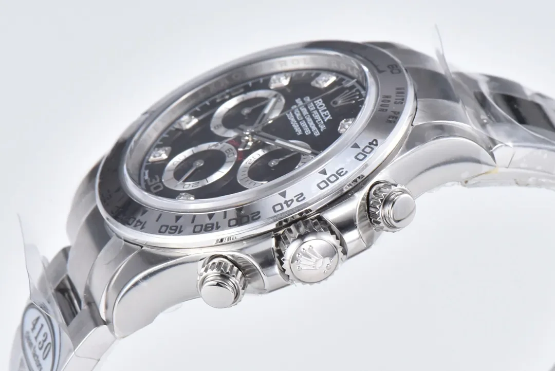 BT Factory Rolex Daytona Watch - Black Enamel Dial with Moissanite Diamonds by VSF Watches Brand