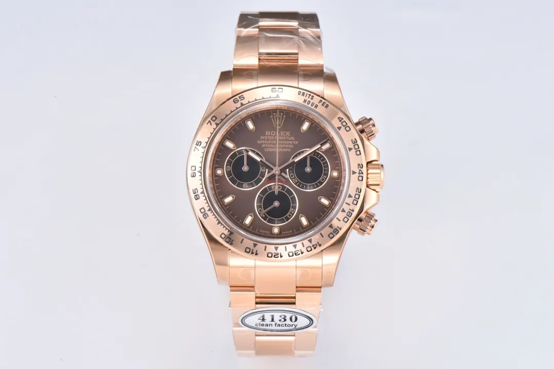 BT Factory Rolex Daytona Clean Factory 116505 Rose Gold Daytona - Brown Dial, Three-Piece Strap Chronograph by VSF Watches
