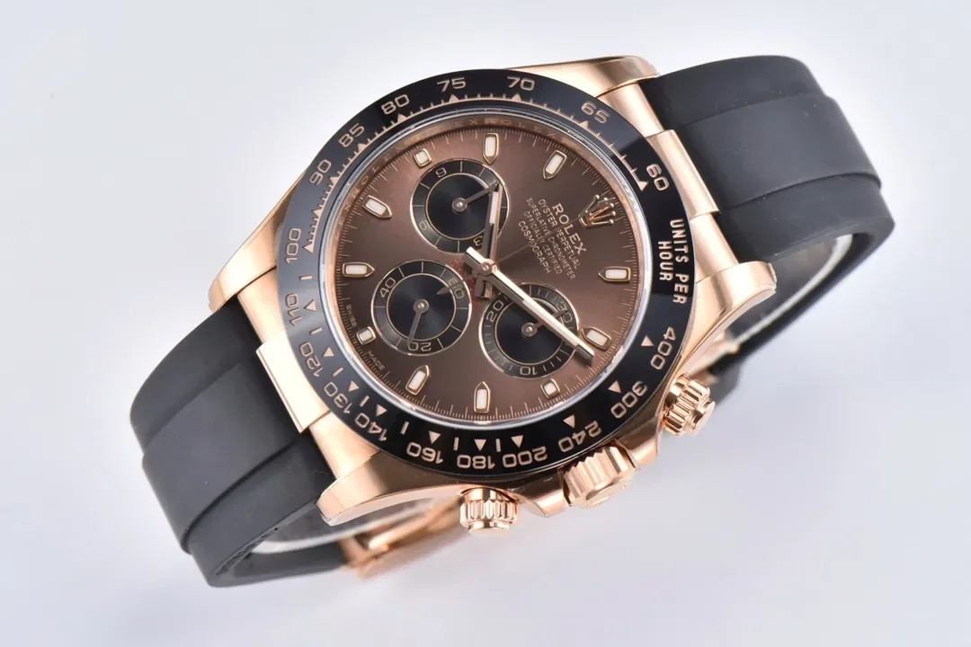 VS Factory Weighted Rolex Daytona Watch with Black Rubber Strap, Brown Dial, and Exquisite VSF Watches Craftsmanship